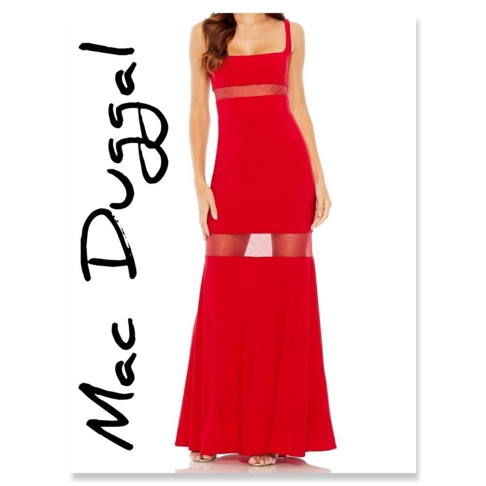 NWT MacDuggal 11698 Red Full Length Dress